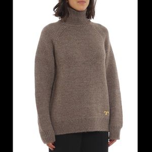 Tory Burch raglan wool alpaca sweater size M in taupe grey color